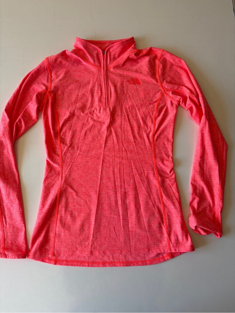 The north face bright pink coral orange quarter zip athletic jacket womens small